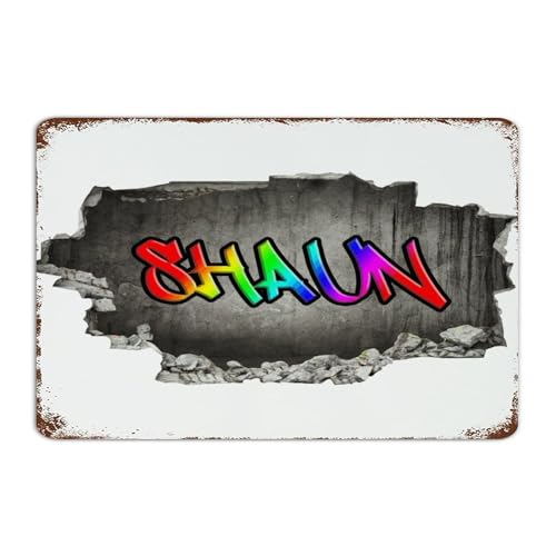 Custom Name Graffiti 3D Cracked' Broken Hole 8x12 Inch Metal Signs Custom Porch Office Business Wall Decorations Aluminum Metal Sign Colorful Pictures Poster Garage Signs for Bedroom