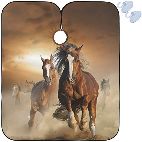 visesunny Barber Cape Retro Wild Chestnut Horse Polyester Hair Cutting Salon Cape Apron Anti-Static Haircut Water-Resistant Shaving Cloth Beard Shaving Bib Hairdressing Cape