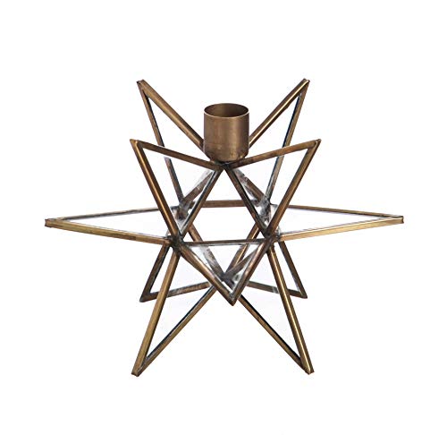 Evergreen Brass Moravian Star Taper Candle Holders, Copper Rose, 7 inches tall, 7 x 7 x 5 inches - Image 4