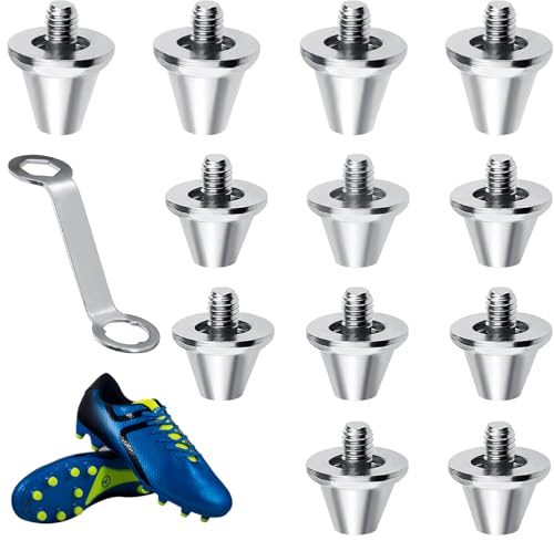 12 sztuk kolców zapasowych do butów piłkarskich, kolce do butów piłkarskich, kolce zapasowe z kluczem korkowym, metalowe kolce zapasowe do butów piłkarskich, 2 rozmiary, 11 mm, 13 mm