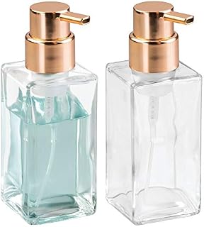 mDesign Modern Square Glass Refillable Foaming Hand Soap Dispenser Pump Bottle for Bathroom