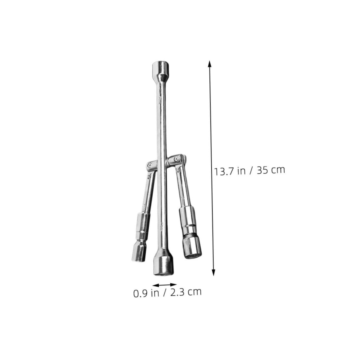 SOLUSTRE 4-wege Klappbar Stahl Radmutternschlüssel Silber aus Auto | Radmutternabzieher, Ergonomische Form, für Unterwegsreparaturen und Reifenwechsel, Geeignet für Schrauben