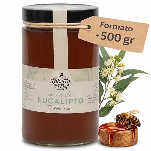 Eukalyptushonig aus Spanien - Premium Qualität - reines Naturprodukt - kaltgeschleudert - unfiltriert - würzigen bis milden Geschmack aus Blütennektar, Größe:500 g, Geschmack:Eukalyptus
