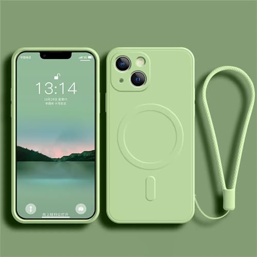 Coque magnétique iPhone 15 en silicone vert clair idéale pour le quotidien