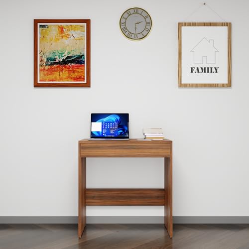 Image of VIKI Engineered Wood Computer Table, Study Table, Desks with Drawer for Adults /Students, Office Home | LUNGLEI | Brussel Walnut, 73W x 75H x 40D | 1 Year Warranty