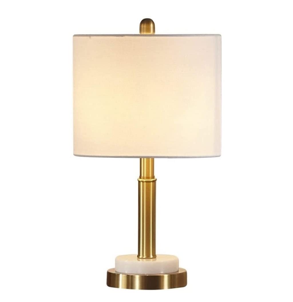 AZHKJKZH Table Lamp LED Bedside Table Lamp,Nordic Wrought Iron Bedroom Living Room Light,Simple Fabric Lampshade Desk E27 For Home(Dimmer Switch,25 * 46cm)