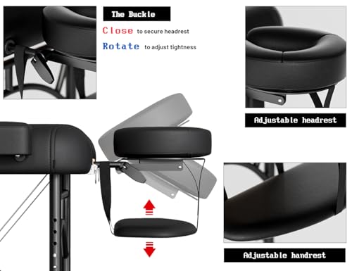 Image of 2 Fold Professional Massage Table Portable Hold Up to 1100LBS Black