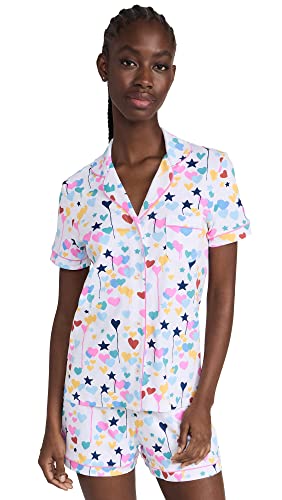 Roller Rabbit Women s X Kerri Rosenthal Starry Starry Love Polo Pajama Set, White, XL