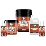 Liquid Rubber Driveway Restore Sealant - Highly Flexible Asphalt Coating Fills Cracks and Revitalize, Kit- Includes 4 Gallon Sealer, 1 Gallon Asphalt Patch, 4 x Crack Filler 10.2 oz, Patio Cleaner 1G