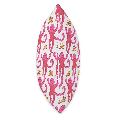 Image of Pink Roller Monkey Funny Cute Rabbit Monkey Throw Pillow