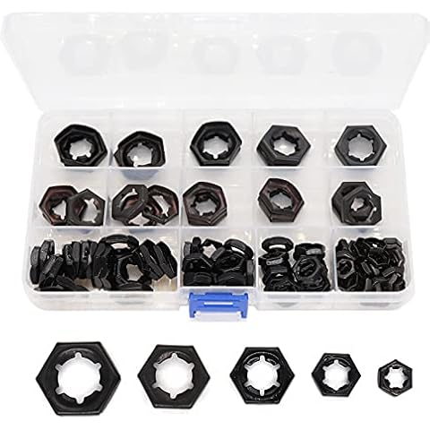 cSeao 105pcs Black Push On Lock Nuts Kit Cover