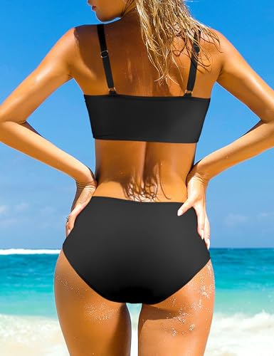 SUUKSESS Women High Waisted Bikini Sets Sexy Mesh High Neck Swimsuit 2 Piece2