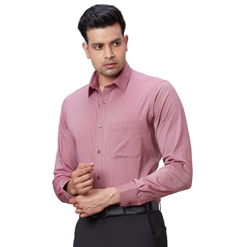 Image of Raymond Men's Pure Cotton Structure Pattern Slim Fit Semi Cutaway Collar Full Sleeve Formal Shirt