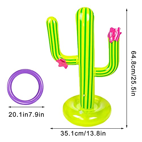 Jogo de anel inflável, brinquedos de lago de piscina de cacto com 4 peças de anéis flutuantes para j
