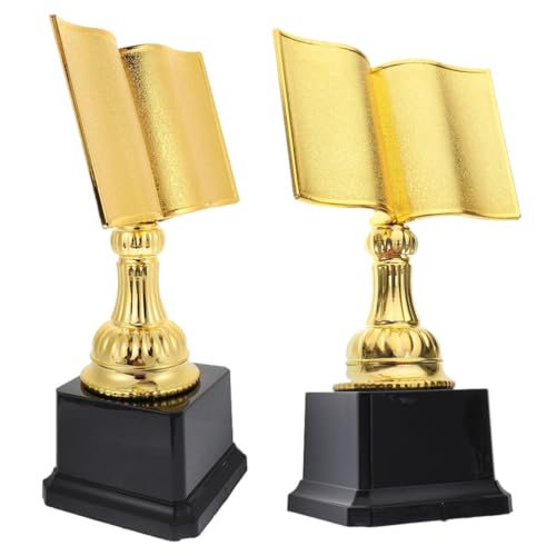 CHILDWEET 2 Trofeos Dorados Que Motiva la Lectura de Plástico con Forma de Volumen para Premio de Competición en Eventos Familiares