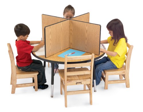 Jonti-Craft Berries 9531JC210 Study Carrel, 4 Carrels, Large, Oak/Black, 46.5" x 46.5" x 14"