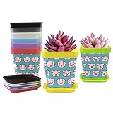 8 Packs Small Flower Pot with Tray, Flower Fruit Butterfly Plastic Planter Pots, Seed Starting Pots
