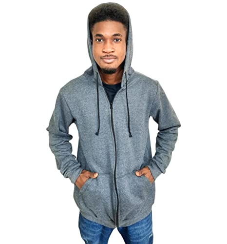 Casaco Blusa Moletom Masculino Peluciado De Frio Canguru Com Capuz E Zíper Tamanho:M;Cor:Cinza Escur