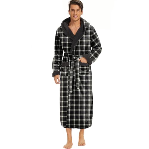 Ccko Men’s Robe with Hood, Big & Tall Plush Bathrobe