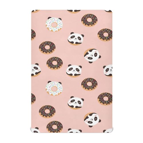 Image of Donuts Panda Salmon Fitted Crib Sheet for Boys Girls Baby Pack and Play Sheets Fitted for Standard Crib,52 X 28 in