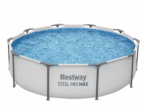 Bestway Steel Pro Max Frame Kit Piscine avec Pompe à Filtre Ø 305 x 76 cm, Gris Clair, Rond