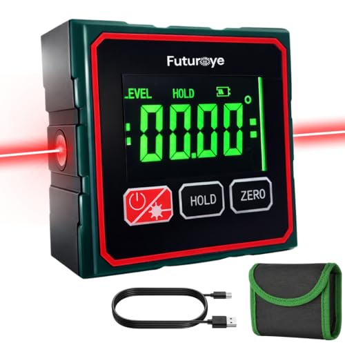 Future ye Inclinómetro Digital Magnético Con Áser Medidor De Ángulos Nivel Laser Electrónico IP54 Mini Alta Precisión Para Carpintería, Construcción, Bricolaje Y Decoración, 4x90, L