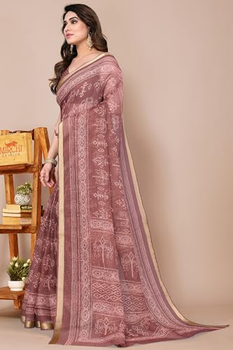 Image of MIRCHI FASHION Lightweight Kota Doria Cotton Saree | Floral Printed Summer Saree for Women | Breathable Ethnic Daily Wear Saree with Blouse Piece