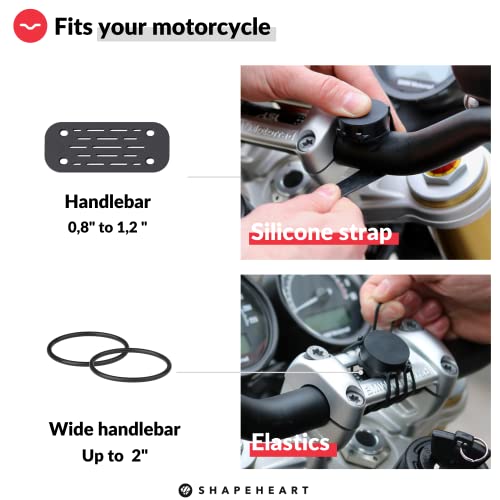 Image of Shapeheart - Magnetic motorbike phone holder | Anti vibration motorcycle phone holder | Waterproof Motorcycle Handlebar phone mount | 360 orientation | Fits Any Phone & Case | Handlebar diameter 20-50 mm | Quick Attach and Release | Absorbs Vibrations | Motorcycles & Scooters