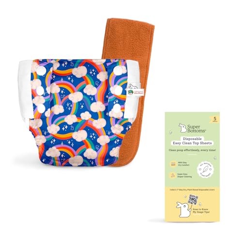 Image of SuperBottoms UNO Pull-up Pant Style Diaper | Cloth Diaper for Babies | Reusable, No Tapes, Easy to Wear, Designed for Active Little Ones | 3M - 3Y | Disposable Liners (Pack of 5)
