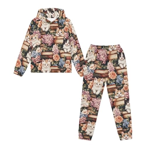 WELLFLYHOM Girls Sweatsuit 5-12T 2 Piece Long Sleeve Sweatshirt and Sweatpants Set Graphic Athletic Tracksuit4