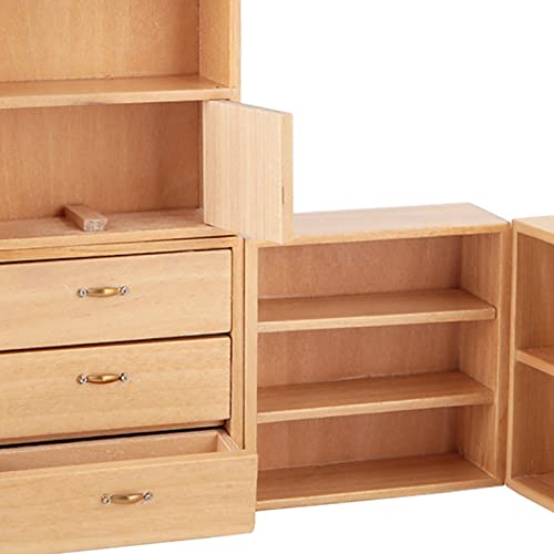 Dollhouse Cabinet Furniture, 4Pcs 1:12 Cabinet Unit Doll House Furniture, Diy Wooden Dollhouse Furniture Set, For Putting Greenery, Enamel, Book, Musical Instrument(Wood Color) #TOP5