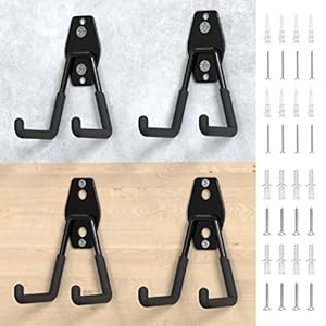 HUHOLE Garage Hooks Heavy Duty 4PC, Garage Wall Hooks, Wall Mount Garage Hanging Hooks for Bike, Ladder, Bulky Items
