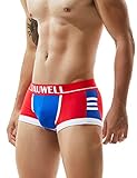 SEOBEAN TAUWELL Mens Low Rise Boxer Brief Underwear (XL(34-36'), 7204 Red/Blue)