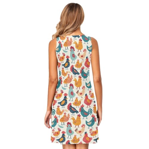 Image of ALAZA Women's Summer Dress Sun Dress Sleeveless with Pockets