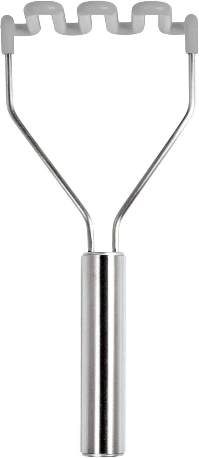 Tovolo Silicone Potato Masher, Stainless Steel Handle & Core, Food Mashers Kitchen Utensil, Vegetable Ricer & Avocado Blender, Scratch-Resistant & Heat-Resistant,Oyster Gray
