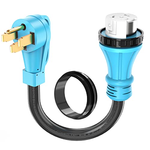 CircleRiver 50 Amp 1.8FT RV Power Extension Adapter Cord NEMA 14-50P to SS2-50R RV Power Cord with Twist Locking for RV Camper and Generator to House Heavy Duty 6/3+8/1 Gauge STW Wire ETL Listed