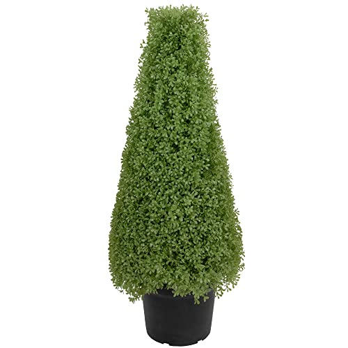 3' Green Artificial Boxwood Topiary Tree with Weighted Pot - Unlit