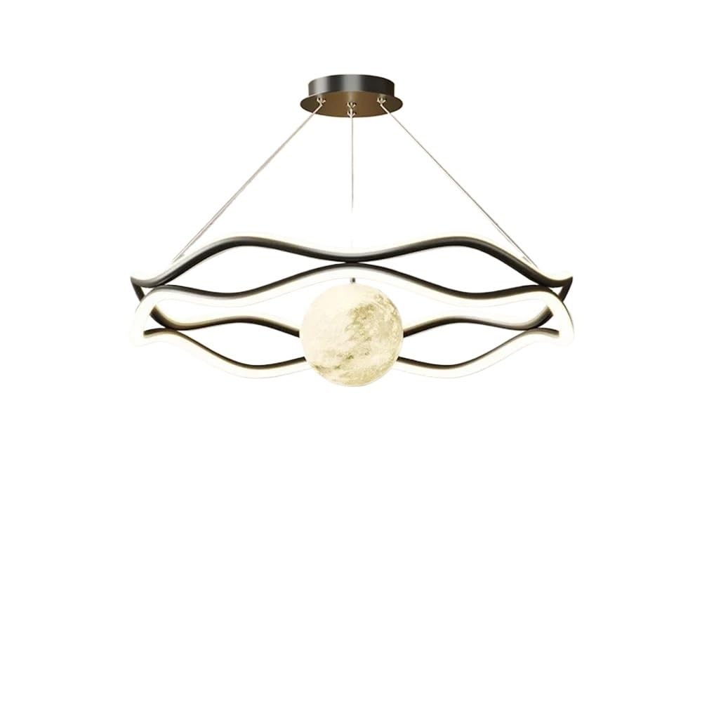 Lampe suspendue en anneau LED moderne noir 50 cm A