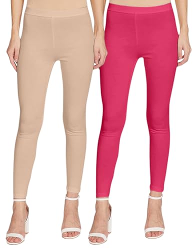 Image of JUNEBERRY Pure Cotton Skinny Fit Ankle Length Leggings Combo (Pack of 2)
