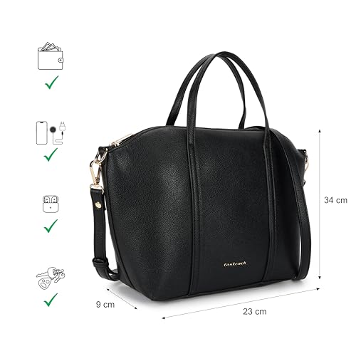 Image of Fastrack Urban Chic Satchel for Women, Sleek Faux Leather Satchel with Gold Accents and Zip Closure, Spacious 7.04L with Organised Compartments, Trendy Handbag for Daily Use