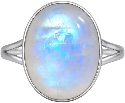 Moonstone Ring Solid 925 Sterling Silver Handmade Statement Boho Stacking Rings Jewelry for Women