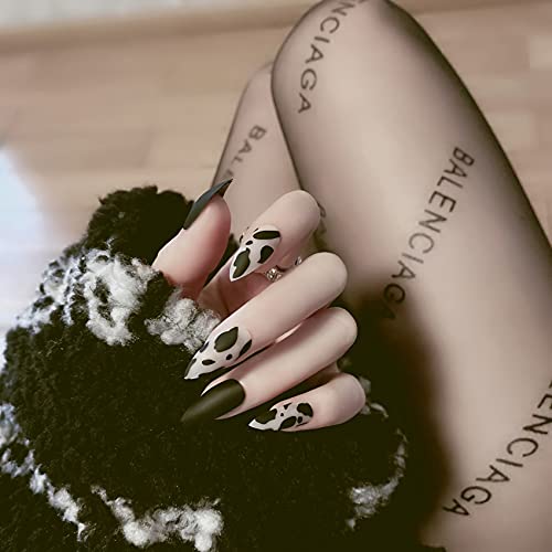Misud Leopard Stiletto Fake Nails, 24 Pcs Fashion Party Clips On Nails False Nails Full Cover Press On Nails Matte Glue On Nails For Women And Girls #TOP1