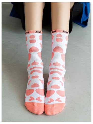 SHENHE 5 pares de meias femininas engraçadas com estampa de vaca meias de cano médio, Multicor, 39