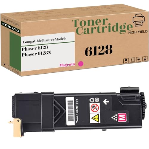 Image of KOINKTO Compatible for Xerox Phaser 6128 Toner Cartridges 106R01459 106R01456 106R01457 106R01458 Replacement for Phaser 6128 6128N Printer (1-Pack Magenta)