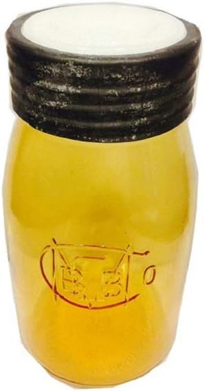 (7" H x 4" D) Authentic Hand-Blown Re-Creation 1885 Amber Buffalo Ball Jar w/Lid