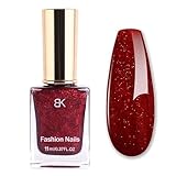 Esmalte de uñas con purpurina roja, 11 ml, secado rápido, esmalte de uñas de larga duración, no tóxico, a base de agua, para decoración de uñas, altamente pigmentado, para diseño de uñas (brillo rojo)