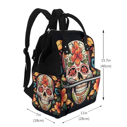 Sac à dos à langer motif tête de mort pour maman active