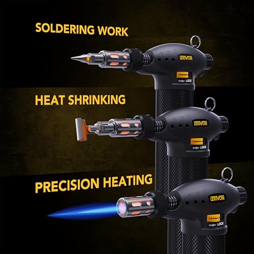 LEXIVON Butane Torch Multi-Function Kit | Premium Self-Igniting Soldering Station with Adjustable Flame | Pro Grade 125-Watt Equivalent (LX-771)