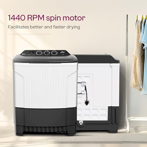 Image of Godrej 7 Kg 5 Star, Active Soak Technology, 370 W PowerMax Wash For Heavy Laundry Wash, Toughened Glass Lid, Semi Automatic Top Load Washing Machine (WS EDGE CLS 70 5.0 PN2 GPGR, Graphite Grey)