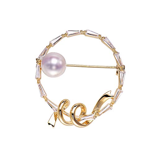 Broches pour femmes de haute joaillerie en zircone cubique brillante et perle d'eau douce